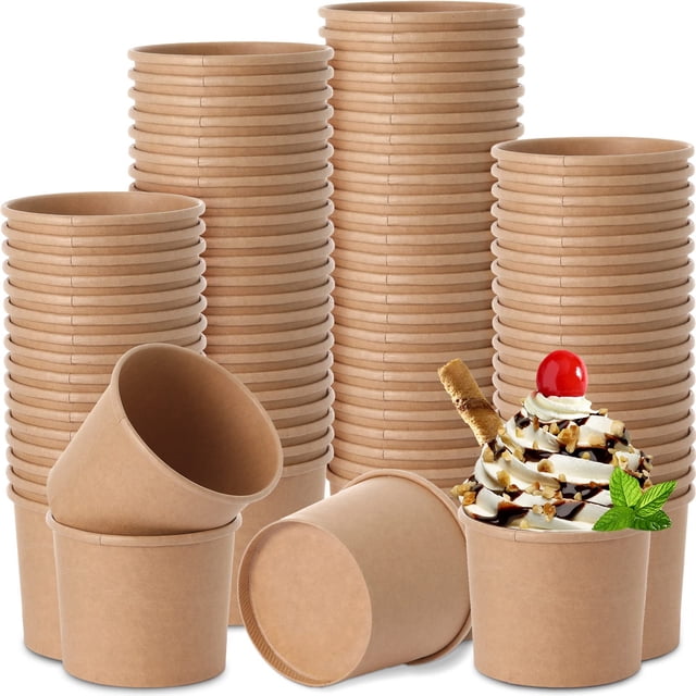 Vasos desechables para helado Honeydak Kraft Paper 350 ml 100 unidades