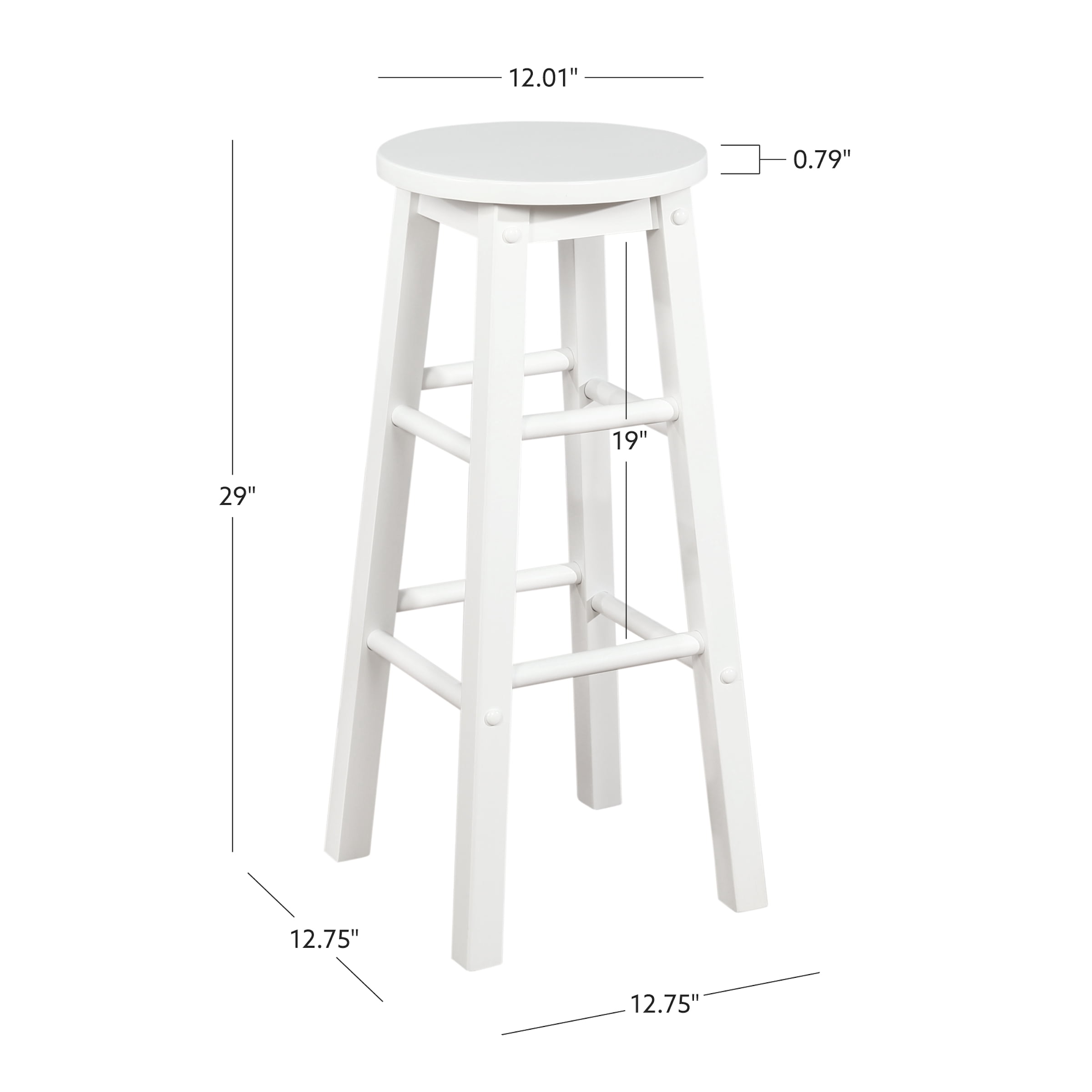Linon McMullen 29" Indoor Wood Round Backless Bar Stool, White