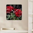 thumbnail image 4 of 10 Inch Wall Clock Battery Operated Square Clock for Office, Kitchen, Outdoor, Living Room,Floral Print Red Rose Flower Bud Exquisite, 4 of 4
