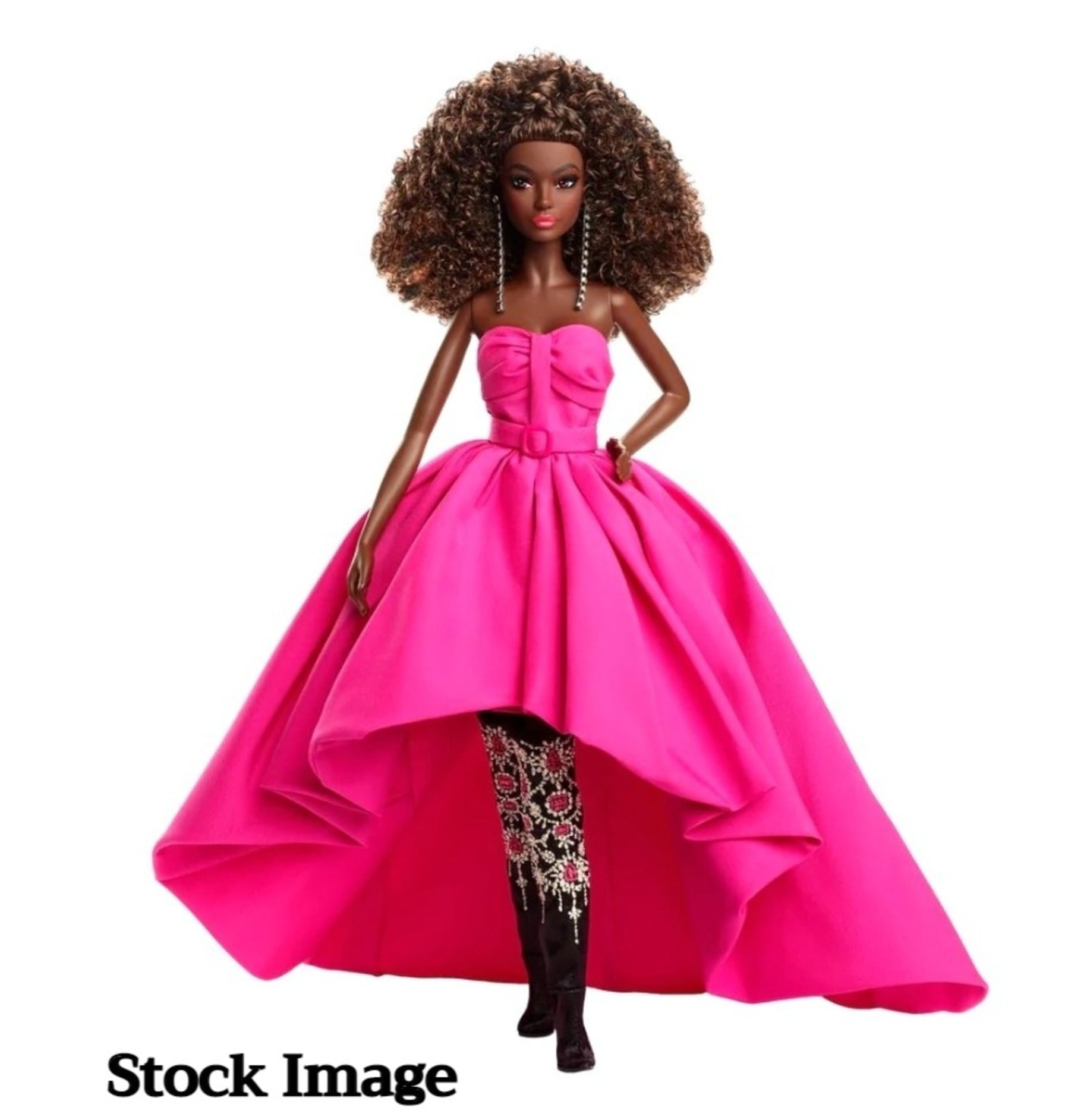 Barbie Pink Collection African American Doll in Long Fuchsia Dress Mattel HBX96