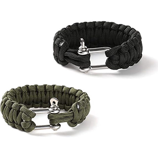 Pulsera de supervivencia TUNC paracord paquete de 2 negra y verde militar