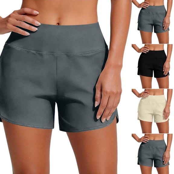 Nestiefly 2 in 1 Double Layer Running Shorts for Women High Waisted for Athletic Tennis Workout with Pockets Black S