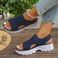 thumbnail image 4 of Women Platform Sandals Open Toe Breathable Mesh Sandals Comfortable Summer Beach Thick Shoes Casual Outdoor Walking Sandal Footwear Dark Blue 40, 4 of 6