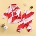 thumbnail image 3 of Kmbangi Kids Pajamas Set, Stripe Printed Pattern Long Sleeve Tops and Pants, 3 of 8
