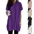 thumbnail image 2 of PUMISAS Hoodies For Women Short Sleeve Drawstring Casual Loose Summer Tops Crew Neck Casual Tunic Blouses Solid Color Pullover, 2 of 6