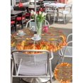 thumbnail image 4 of Outdoor Tablecloth with Umbrella Hole and Zipper, Orange Fall Round Table Cloth 60 Inch Waterproof Tablecloth, Retro Maple Leaf Pumpkins Thanksgiving Picnic Table Cover for Patio Camping, 4 of 7