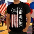 thumbnail image 2 of CUSTG Men T-Shirts O-Neck Anniversary Graphic T Shirt Patriotic Short Sleeve Tee For Casual Wear Comfortable Shirt Celebrate America's 250th Anniversary Breathable 1776-2026 4th Of July Tops, 2 of 4