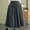 Dark Blue, variant on Womens Retro Checkered Linen Cotton Stretchy Waist Plaid Pleated Long Skirts with Pockets
