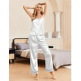 thumbnail image 4 of Ekouaer Women Silk Satin Pajamas Sleeveless Pjs Set 2 Piece Summer Loungewear Sleepwear with Pockets, 4 of 7