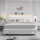 thumbnail image 4 of full size bed frame, Headboard with RGB LED lights and 2 storage drawers, Modern Upholstered Faux Leather Smart Platform Bed My Lux Decor Round, 4 of 8