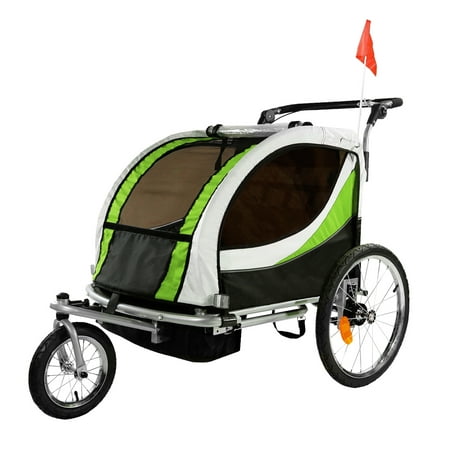 ClevrPlus Deluxe 3-in-1 Double Seat Bike Trailer Stroller Jogger for Child Kids,