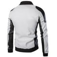 thumbnail image 5 of Maoxin Leather Jacket Men Men's Fashion Casual Solid Color Zipper Pockets Long Sleeve Hoodless Casual Outwear Plus Size Jackets for Men White XL, 5 of 7