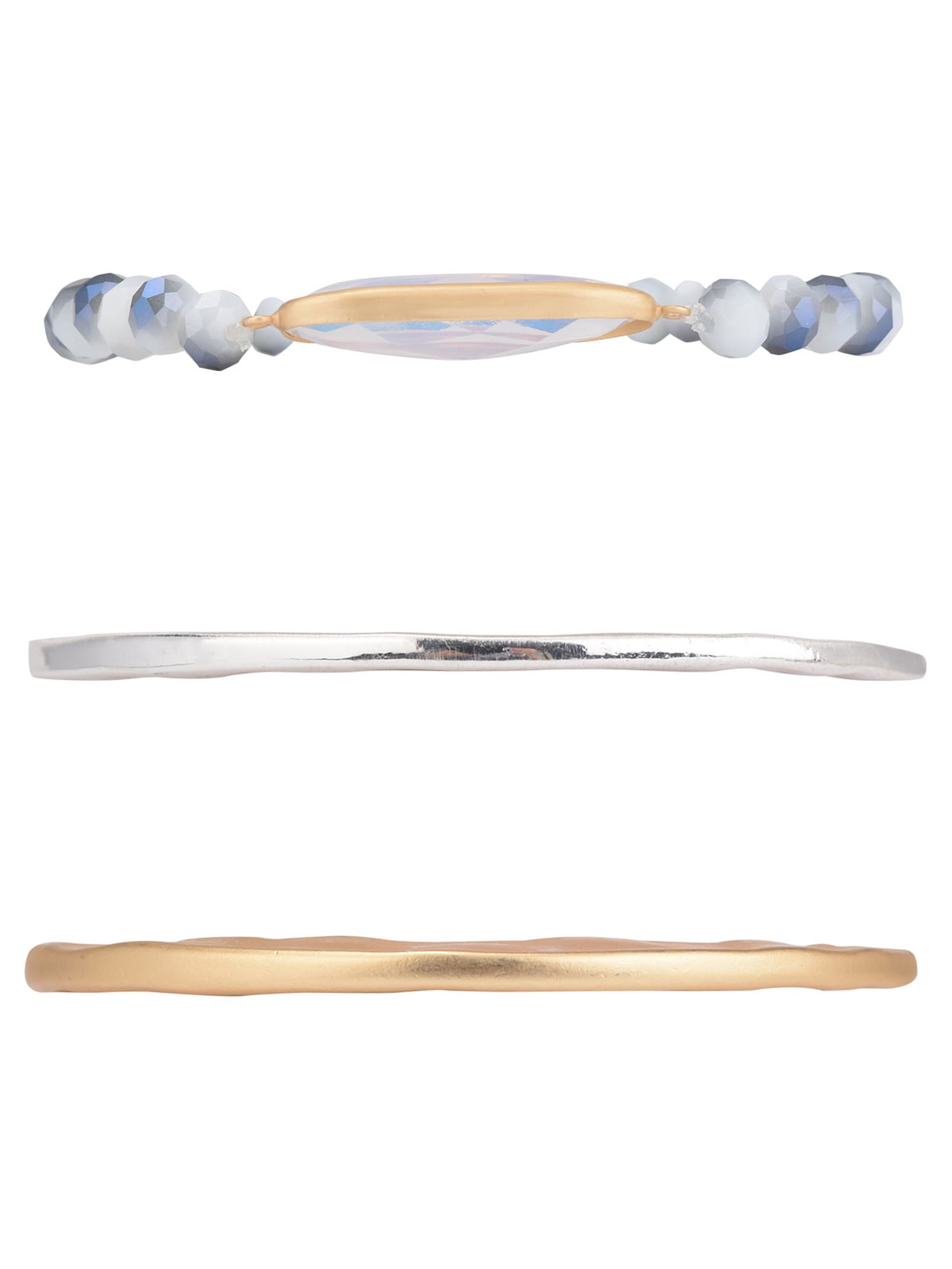 The Pioneer Woman Hammered Gold and Blue Tone Beaded Bangle Bracelet Set, 5 Pack - image 4 of 5