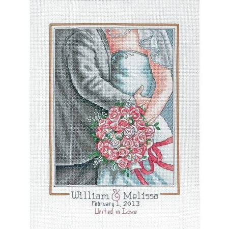 Embrace Wedding Record Counted Cross Stitch Kit-9"X12" 14 Count