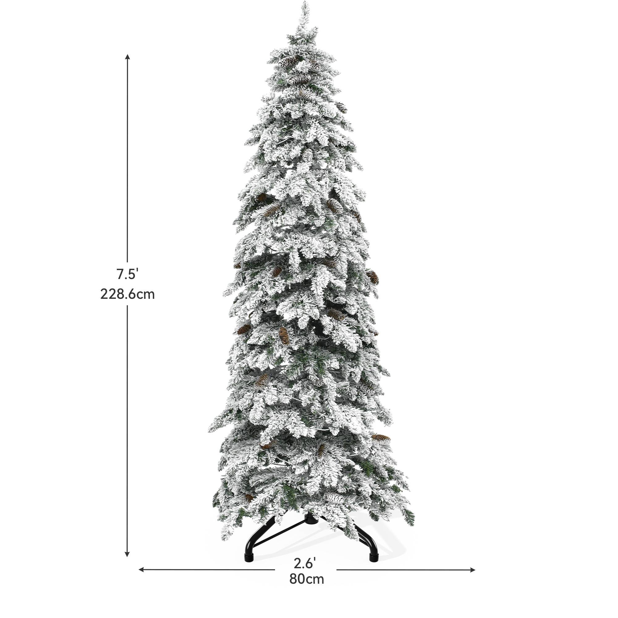 Uforic 7.5ft Snow-Flocked Pencil Artificial Christmas Tree photo 2