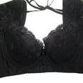 thumbnail image 7 of Bigersell Halter Bra Women Underwear Lace Half-Sleeved Bra Lingerie Lingerie Big & Tall Size Female Padded Sports Bra, Style 3277, Black 40C, 7 of 7
