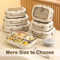 thumbnail image 5 of Microwavable Stainless Steel Insulated Bento Box, 2025 Upgrade Microwaveable Stainless Steel Bento Box, Large Capacity Partition, with Soup Bowl Spoon and Fork, 5 of 7