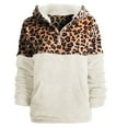 thumbnail image 4 of Shadoumai Leopard Print Hoodie For Women 1/4 Zipper Collar Top Double Sided Fleece Warm Jacket With Pockets Plus Size Clothes, 4 of 8