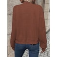 thumbnail image 7 of Women Round Neck Regular Sleeve Geometric Jacquard Bomber Jacket - Loose Fit, Caramel, S-5XL, Spring and Autumn, 7 of 7