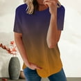 thumbnail image 2 of Midsumdr Plus Size Tops for Women 2025 Fashion Summer Loose Gradient Tie-dye Printed Tops Round-Neck Short Sleeve Casual Blouse Tops, 2 of 5