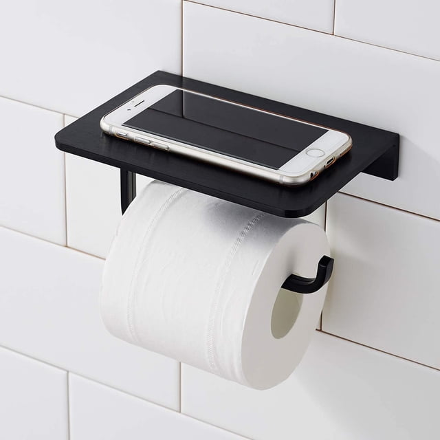Portarrollos de papel higiénico, portarrollos fácil de instalar para baño, cocina (negro)