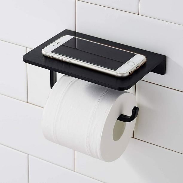 Portarrollos de papel higiénico, portarrollos fácil de instalar para baño, cocina (negro)