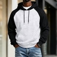 thumbnail image 2 of Fabrcox Mens Hoodies Fleece Lined Raglan Oversized Mens Hoodie Sweatshirts Color Block Fall Winter Warm Athletic Long Sleeve Mens Pullover Shirts with Pockets Gray L, 2 of 5