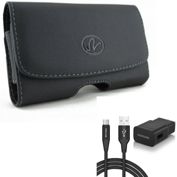 Leather Case Belt Clip w Type-C Fast Home Charger for Samsung Galaxy A53 5G,A33 5G Phones - Swivel Holster Loops Cover, 6ft USB Cable Quick Power Adapter