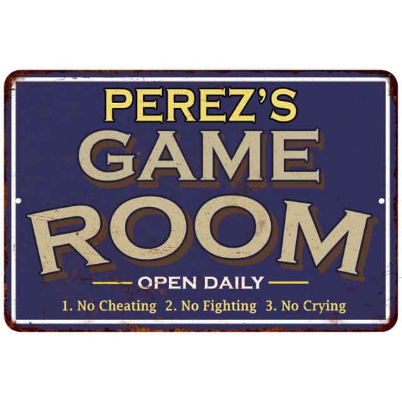 PEREZ'S Blue Game Room Sign Metal Wall Decor 8x12 208120002353
