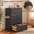 thumbnail image 5 of Homall 5 Drawer Chest for Bedroom, Modern Tall Dresser with Smooth-Gliding Drawers, Black, 5 of 7
