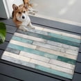 thumbnail image 4 of Turquoise Grey Wooden Large Area Rugs for Bedroom Living Room, Soft Non Slip Carpet Bedside Rug, Farmhouse Teal Wood Rectangular Floor Cover Kitchen Accent Rug 2'x3' for Dining Room/Office, 4 of 9