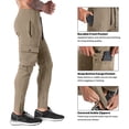 thumbnail image 5 of BROKIG Men's Zip Cargo Jogger Pants Gym Workout Athletic Sweatpants with Pockets (XX-Large, Beige), 5 of 5