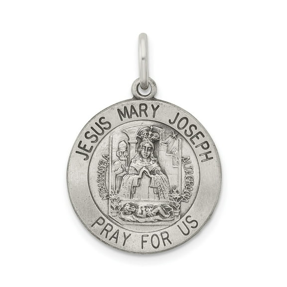 Sterling Silver Our Lady of Altagracia Catholic Medal Pendant with Jesus Mary Joseph Inscription for Women or Unisex Christian Religious Necklace Charm