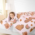 thumbnail image 3 of Erosebridal Cartoon Capybara R Letter Monogrammed Full Size Comforter Sets 3 Pieces For Kids Boys Girls,Cute Animal Funny Food Bedding Sets,Pink Reversible, 3 of 7