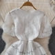 thumbnail image 5 of Vestido informal de malla ahuecada con lentejuelas para verano, exquisito vestido elegante de encaje de estilo social, corte en A, 5 of 5