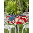 thumbnail image 3 of Outdoor Tablecloth with Umbrella Hole for Patio/Picnic/Party/Camping, Thin Red Lines Waterproof Table Cloth Round Cover Washable, Patriotic Bow Vintage Distressed Striped (Dia 60"), 3 of 9