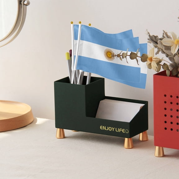 Livetty 12PCS - Argentina Country Flag 5.5x8.2 inch Plastic Stick Polyester Fabric Stitched Edges Hand Held Mini Small Flags