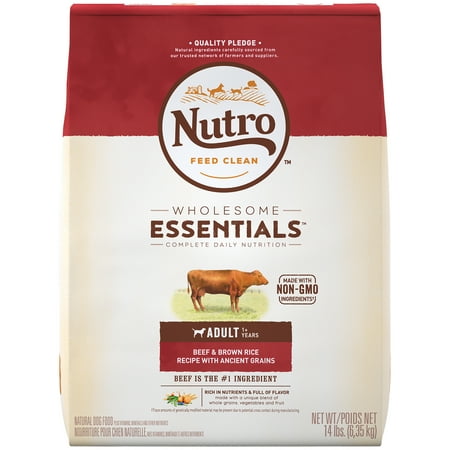 NUTRO WHOLESOME ESSENTIALS Adult Dry Dog Food, Beef & Brown Rice Recipe With Ancient Grains, 14 lb.