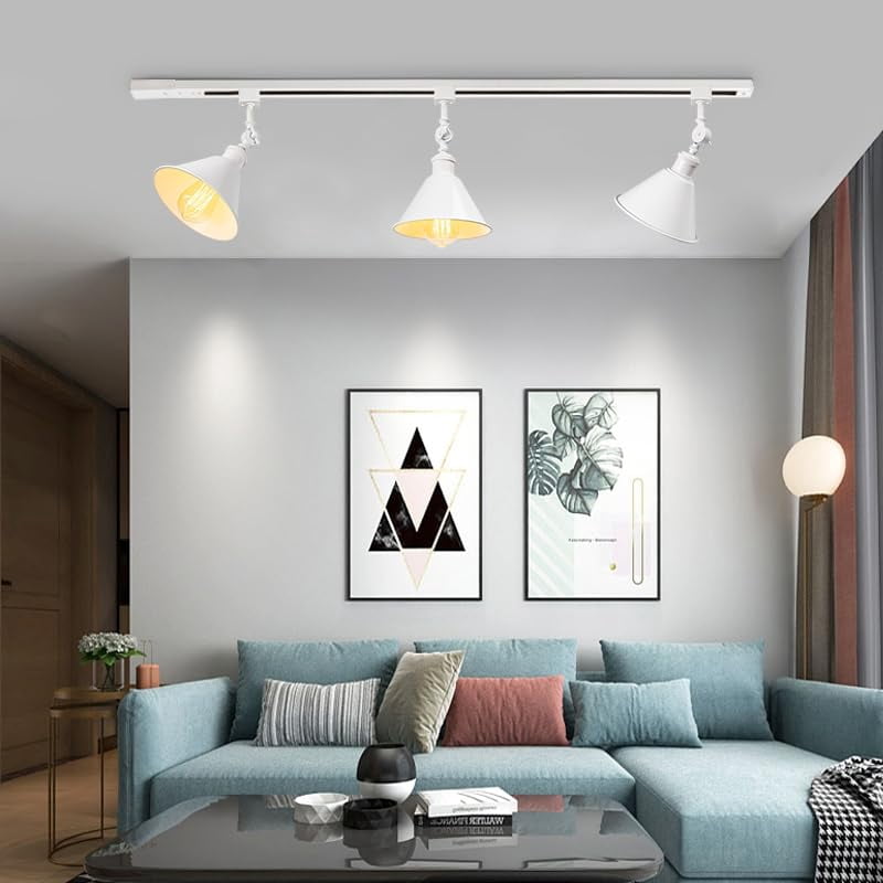 KAYYELAMP Minimalist White with Shade H-Type Track Lighting E26 Base Adjustable Angle Direction For Home Office 1 Pcs