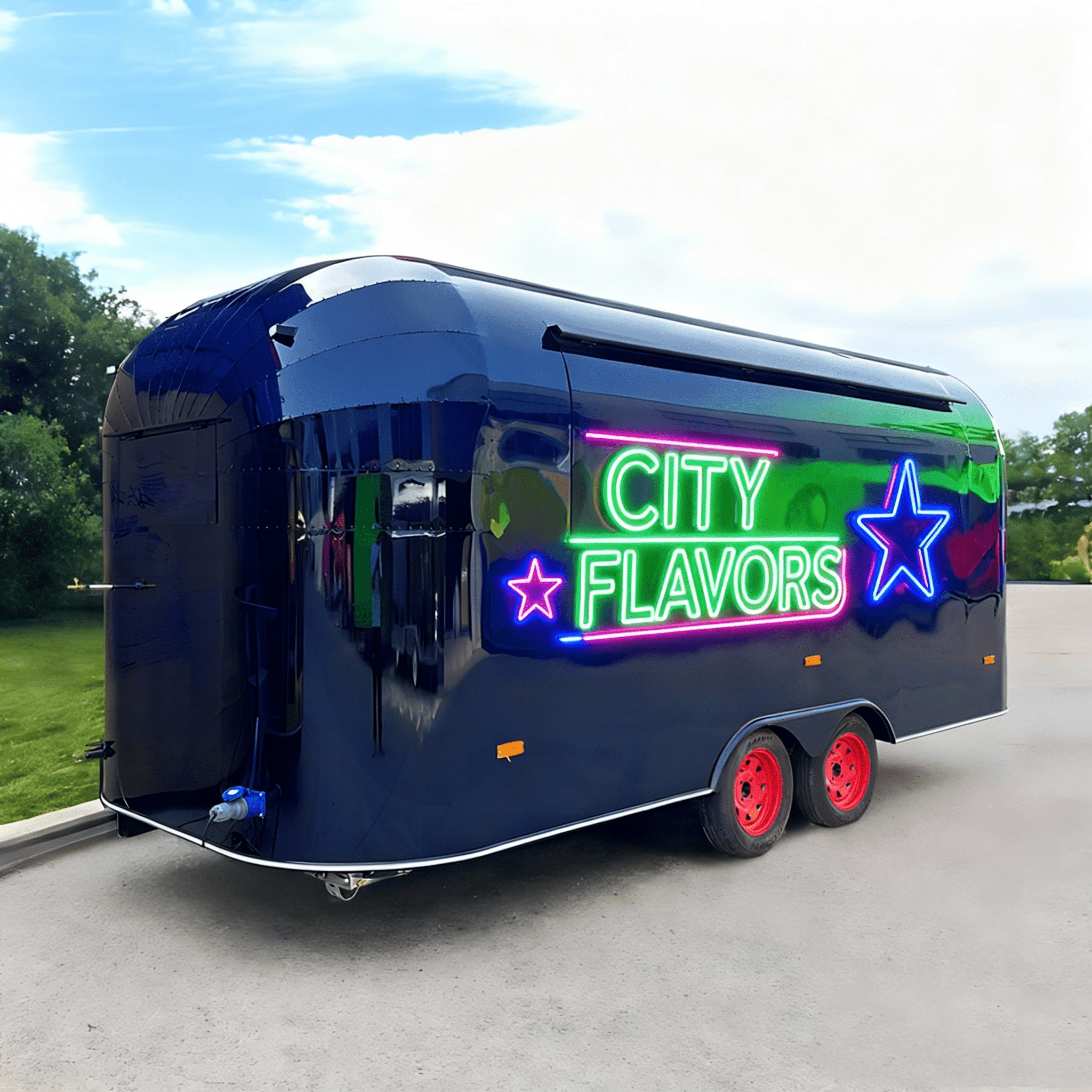 BELYOO Stainless Steel Mobile Food Cart | Commercial Outdoor Food Service Unit