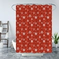 thumbnail image 3 of Christmas Snowflake Shower Curtain Winter Red White Holiday Merry Christmas Happy New Year Festival Fabric Bathroom Curtain with Hook, 3 of 4
