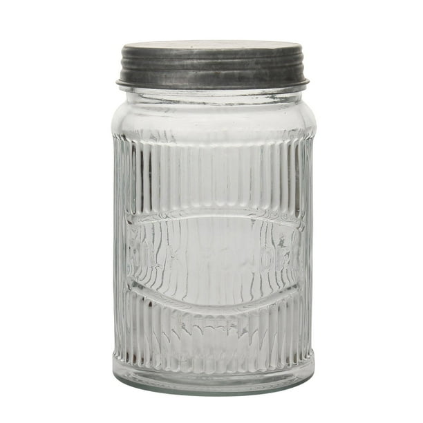 Stonebriar Collection Clear Pressed Glass Milk Powder Jar with