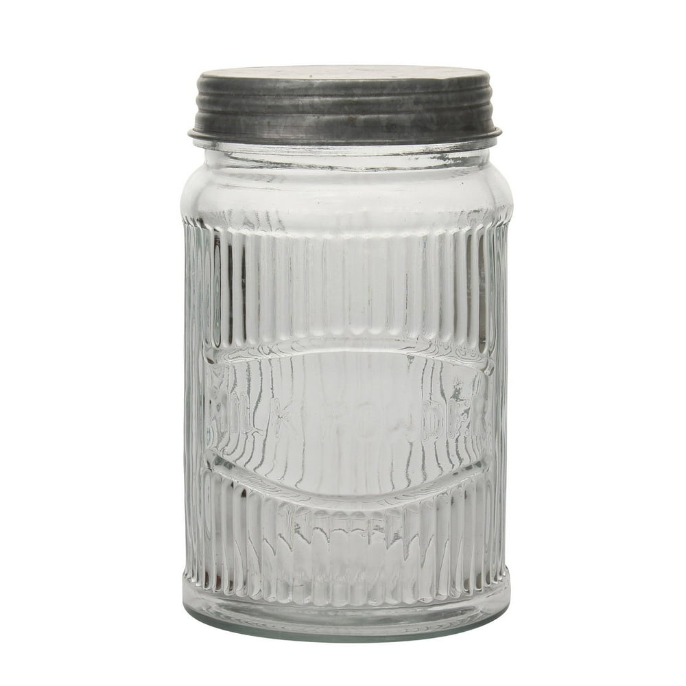 Stonebriar Collection Clear Pressed Glass Milk Powder Jar with