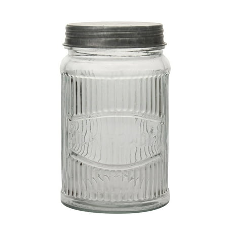 - Stonebriar Collection Clear Pressed Glass Milk Powder Jar with Galvanized Lid