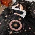 thumbnail image 4 of jejeloiu Boho Bohemian Tribal 7-Piece Twin Bedding Sets,Stars Moon Print Bedding Comforter Set,Gold Black Sheet Sets For Men Women,Breathable Home Decor Reversible, 4 of 8