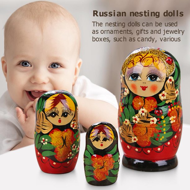 Muñecas creativas de anidación de madera para niños conjunto de muñecas Tmvgtek Matryoshka pintadas a mano juguete de deseos para el Día de los niños adornos de muñecas rusas