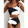 thumbnail image 4 of DOKOTOO Women's Bikini Sets One Shoulder Spaghetti Straps High Waist Floral Print Tummy Control Two Pieces Swimsuits, 4 of 8