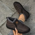 thumbnail image 4 of Winter Snow Boots for Older Women Men Seniors Lightweight Cozy Warm Non Slip Fleece Lined Slip on Walking Ankle Booties Brown Size 7.5, 4 of 6