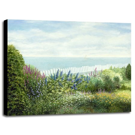 Cape Cod Garden-KEVDOD98555 Print 21.5"x25.75" by Kevin Dodds in a Canvas Stretched in Black Frame