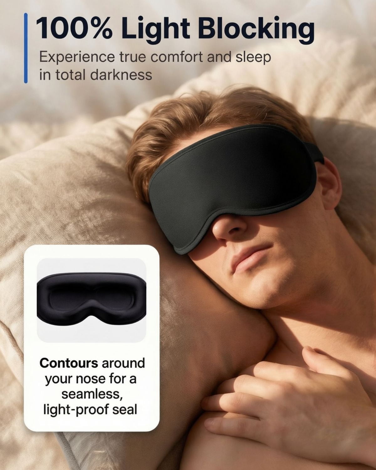 FACEMOON Comfort Weighted Sleep Mask 2 Pack Blackout Memory Foam Zero Pressure Lash Friendly Sleep Essential Travel